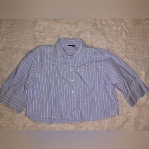 Zara Blue Striped Button-Up Shirt